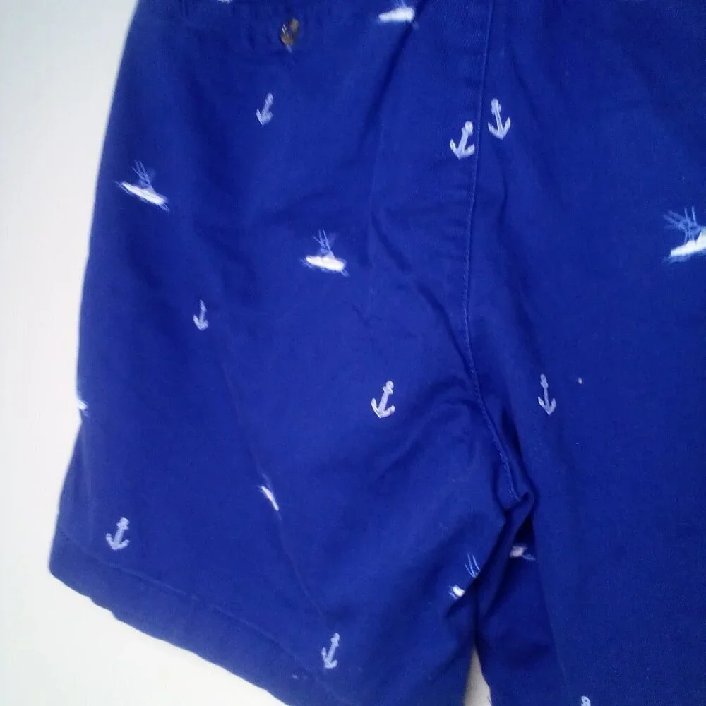 Saddlebred Shorts Men 38 Casual Chino Boat Anchor Nautical Blue White - Picture 13 of 14